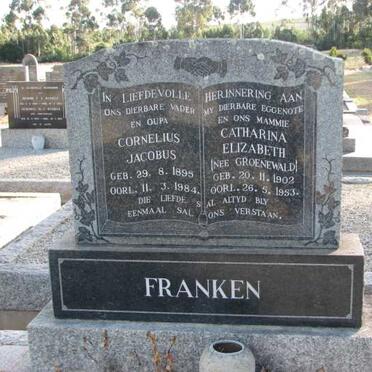 FRANKEN Cornelius Jacobus 1895-1984 &amp; Catharina Elizabeth GROENEWALD 1902-1953