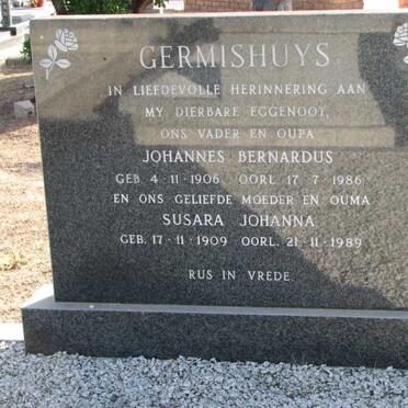 GERMISHUYS Johannes Bernardus 1906-1986 &amp; Susara Johanna 1909-1989