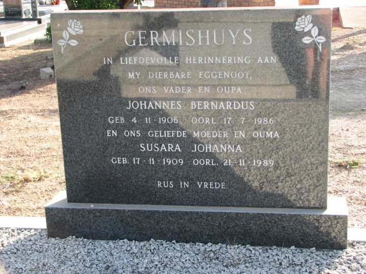 GERMISHUYS Johannes Bernardus 1906-1986 &amp; Susara Johanna 1909-1989