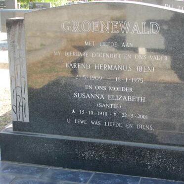 GROENEWALD Barend Hermanus 1909-1975 &amp; Susanna Elizabeth 1910-2001