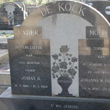 KOCK Josias D., de 1883-1968 &amp; Johanna M. BRONN 1890-1965