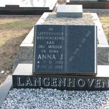 LANGENHOVEN Anna J. 1905-1986