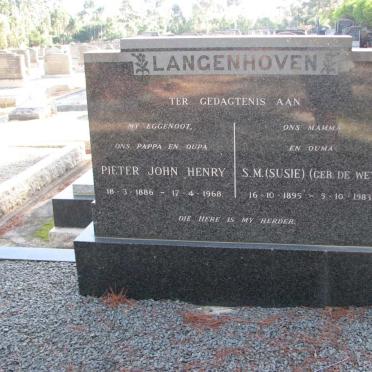 LANGENHOVEN Pieter Johan Henry 1886-1968 &amp; S.M. DE WET 1895-1983