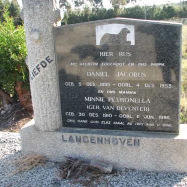 LANGENHOVEN Daniel Jacobus 1895-1953 &amp; Minnie Petronella VAN DEVENTER 1910-1996