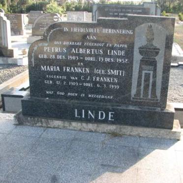 LINDE Petrus Albertus 1903-1952 &amp; FRANKEN Maria  nee SMIT 1909-1999