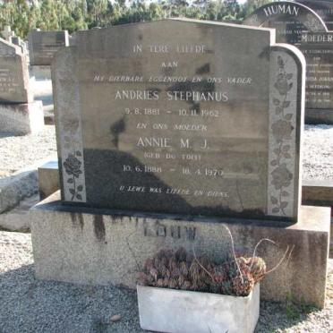 LOUW Andries Stephanus 1881-1962 &amp; Annie M.J. Du TOIT 1888-1970