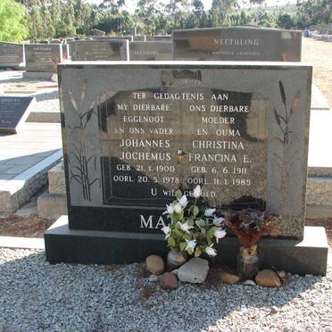 MATHEE Johannes Jochemus 1900-1978 &amp; Christina Francina E. 1911-1985