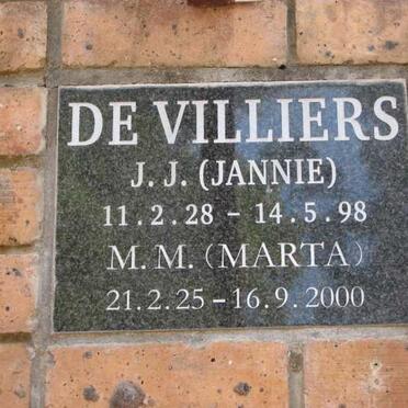 VILLIERS J.J., de 1928-1998 &amp; M.M. 1925-2000