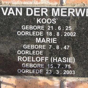 MERWE, van der
