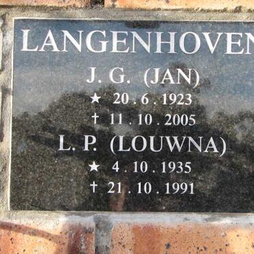 LANGENHOVEN J.G. 1923-2005 &amp; L.P. 1935-1991