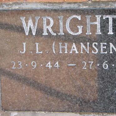 WRIGHT J.L. nee HANSEN 1944-1992