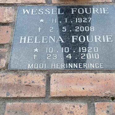 FOURIE Wessel 1927-2008 &amp; Helena 1920-2010