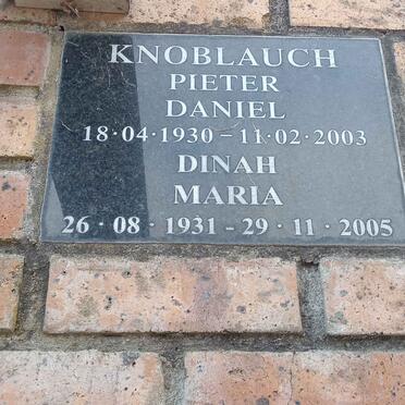 KNOBLAUCH Pieter Daniel 1930-2003 &amp; Dinah Maria 1931-2005