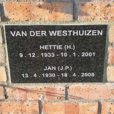 WESTHUIZEN Jan, van der 1930-2008 &amp; Hettie 1933-2001