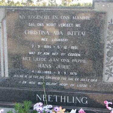 NEETHLING Hans Jurie 1893-1978 &amp; Christina Ada LOUBSER 1895-1951