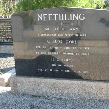 NEETHLING C.J.G. 1891-1972 &amp; H.C. VAN NIEKERK 1891-1978