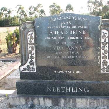 NEETHLING Arend Brink 1867-1953 &amp; Yda Anna VAN BREDA 1863-1956