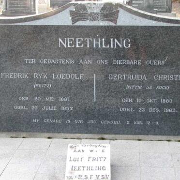 NEETHLING Fredrik Ryk Loedolf 1881-1937 &amp; Gertruida Christina De KOCK 1880-1963