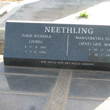 NEETHLING Jurie Wessels 1907-1996 &amp; Margaretha Elizabeth MATTHEE 1905-1995