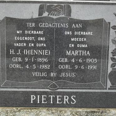PIETERS H.J. 1896-1982 &amp; Martha 1905-1991