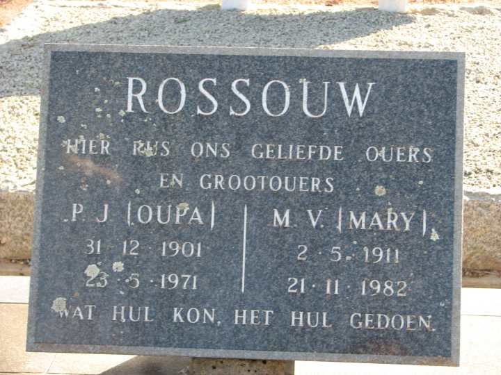 ROSSOUW P.J. 1901-1971 &amp; M.V. 1911-1982