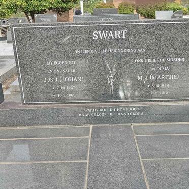 SWART J.G.J. 1927-1999 &amp; M.J. 1934-2010