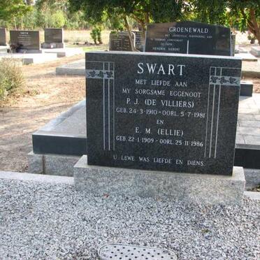 SWART P.J. nee DE VILLIERS 1910-1981 :: SWART E.M. 1909-1986