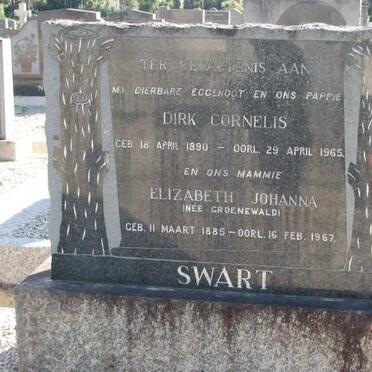 SWART Dirk Cornelius 1890-1965 &amp; Elizabeth Johanna GROENEWALD 1885-1967