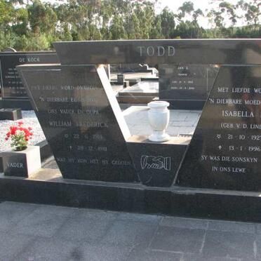TODD William Frederick 1914-1951 &amp; Isabella H.C. VAN DER LINDE 1927-1996