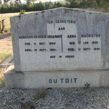 TOIT Abraham Hendrik Johannes, du 1880-1964 &amp; Anna Magrietha 1896-1946