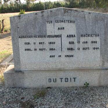 TOIT Abraham Hendrik Johannes, du 1880-1964 &amp; Anna Magrietha 1896-1946