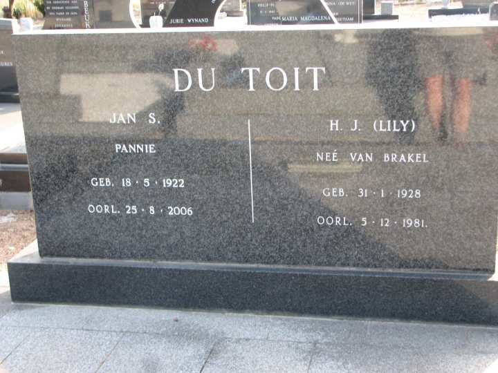 TOIT Jan S., du 1922-2006 &amp; H.J. VAN BRAKEL 1928-1981