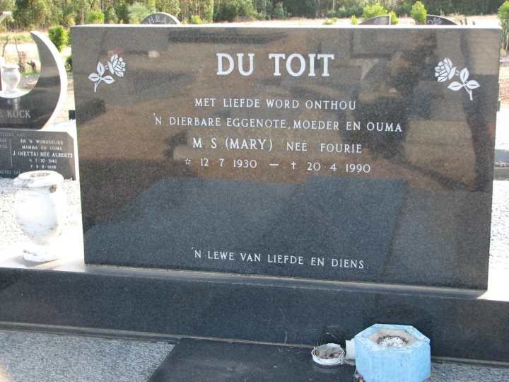 xTOIT M.S., du nee FOURIE 1930-1990