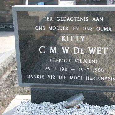 WET C.M.W.,de nee VILJOEN 1911-1988
