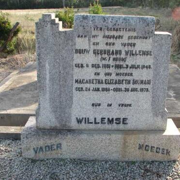 WILLEMSE Douw Gerbrand 1851-1945 &amp; Magaretha Elizabeth HUMAN 1884-1973