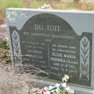 TOIT Jacobus Francois, du 1907-1982 &amp; Elsie Maria Dedrika VILJOEN 1911-2005