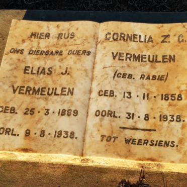VERMEULEN Elias J. 1869-1938 &amp; Cornelia Z.G. RABIE 1858-1938