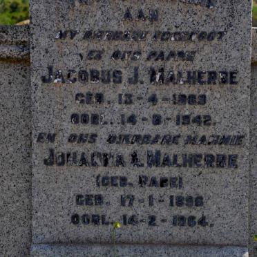 MALHERBE Jacobus J. 1889-1942 Johanna A. RABE 1896-1964