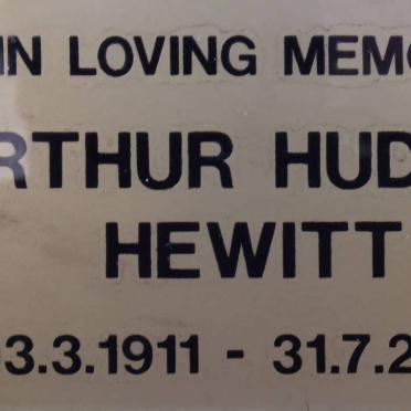 HEWITT Arthur Hudson 1911-2000