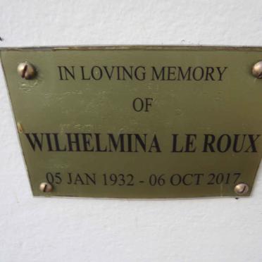 ROUX Wilhelmina, le 1932-2017