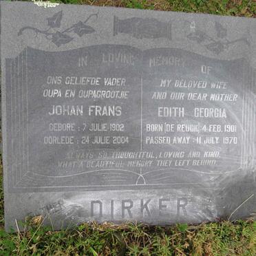 DIRKER Johan Frans 1902-2004 &amp; Edith Georgia DE REUCK 1901-1970