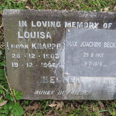 BECKER Max Joachim 1901-1979 &amp; Louise KNAUPP 1903-19?2
