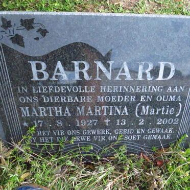 BARNARD Martha Martina 1927-2002