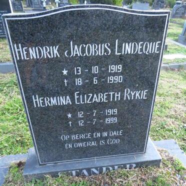 STANDER Hendrik Jacobus Lindeque 1919-1990 &amp; Hermina Elizabeth Rykie 1919-1999