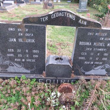 FOURIE Jan Hendrik 1905-1981 &amp; Rosina Muriel Maud STANDER 1911-1981