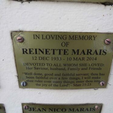MARAIS Reinette 1933-2014