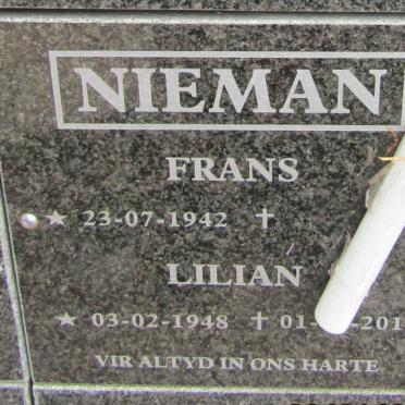 NIEMAN Frans 1942- &amp; Lilian 1948-2017