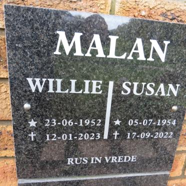 MALAN Willie 1952-2023 &amp; Susan 1954-2022