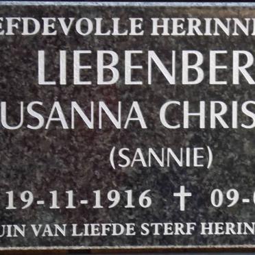 LIEBENBERG Susanna Christina 1916-2011