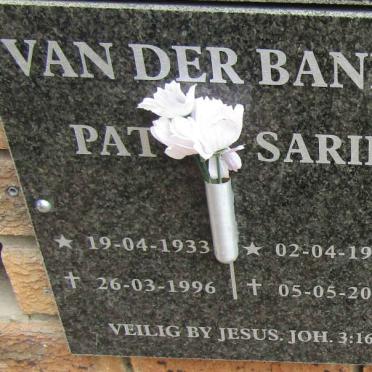 BANK Pat, van der 1933-1996 &amp; Sarie 1935-2018